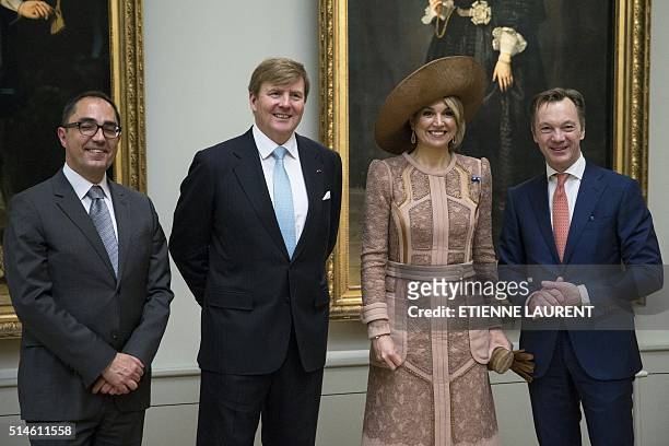 President-Director of the Louvre Jean-Luc Martinez, Netherlands' King Willem-Alexander and Queen Maxima and General Director of the Rijksmuseum Wim...