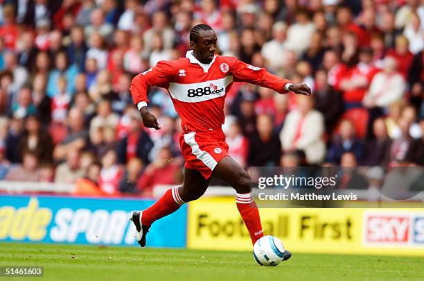 Jimmy Floyd Hasslebank of Middlesborough during the Barclays Premiership match at The Riverside Stadium on September 11, 2004 in Middlesbrough,...