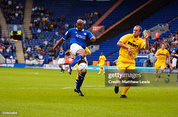 Dion Dublin of Leicester City during the Coca-Cola Championship match between Leicester City and Brighton and Hove Albion at the Walkers Stadium on...