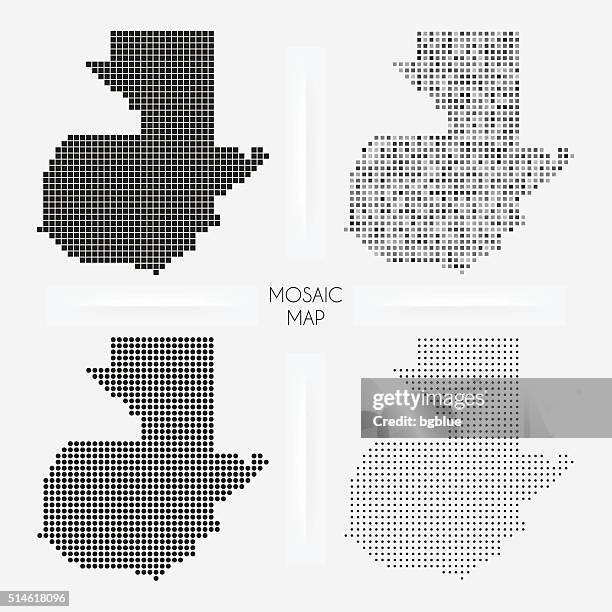 guatemala maps - mosaic squarred and dotted - guatemala city stock illustrations