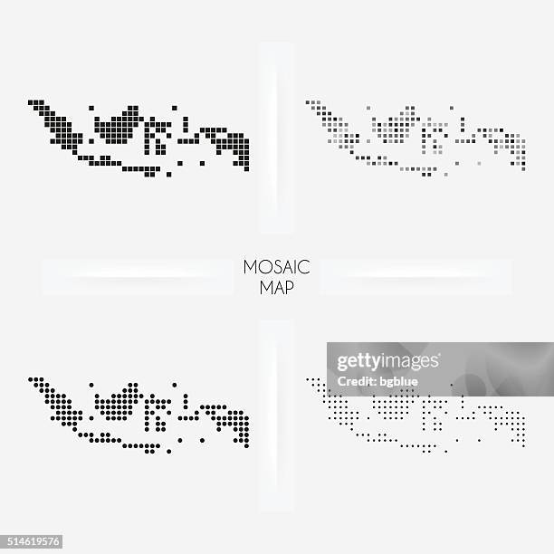 indonesia maps - mosaic squarred and dotted - indonesia map stock illustrations