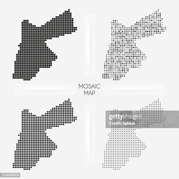 jordan maps - mosaic squarred and dotted - amman stock illustrations