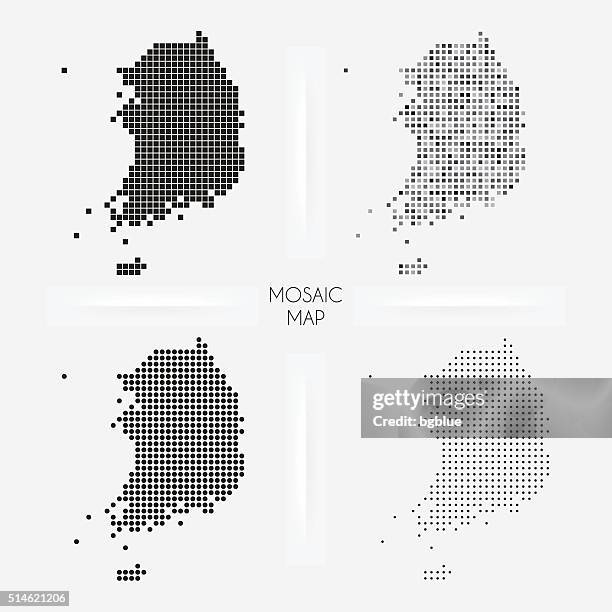 korea south maps - mosaic squarred and dotted - south korea 幅插畫檔、美工圖案、卡通及圖標