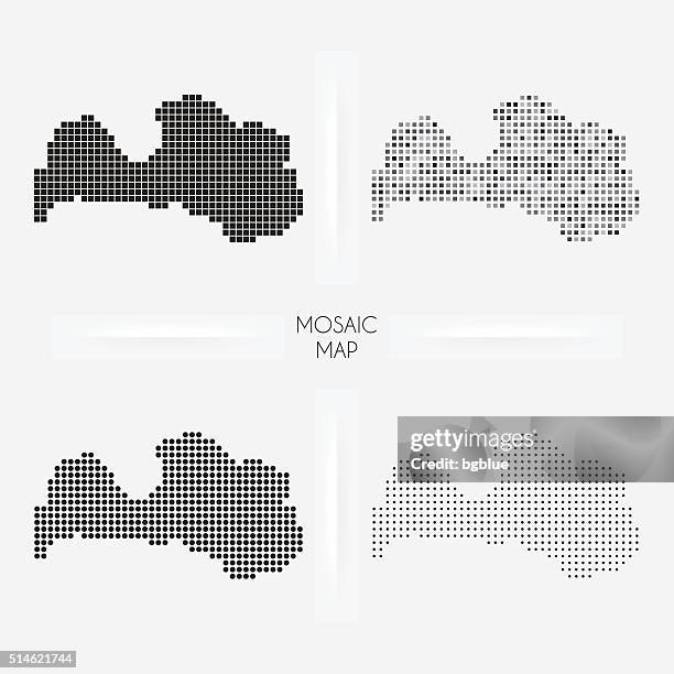 latvia maps - mosaic squarred and dotted - riga latvia stock illustrations