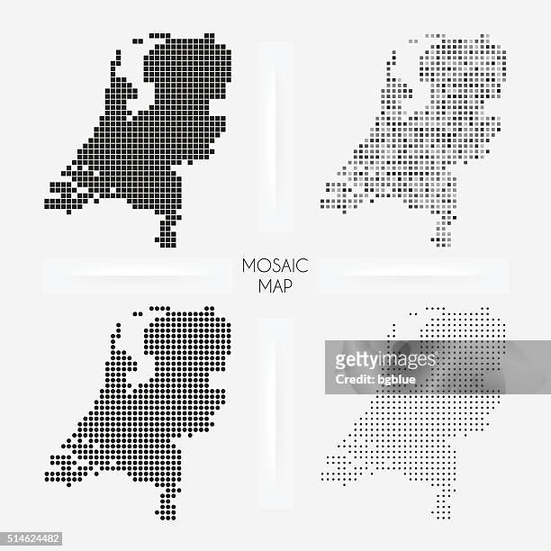 netherlands maps - mosaic squarred and dotted - netherlands stock illustrations