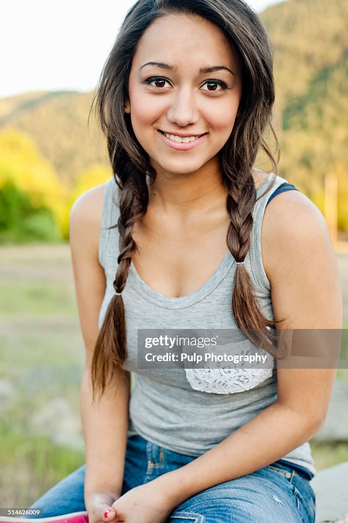 Young Indian women in nature.