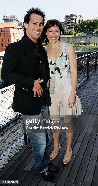 Actors Alex Dimitriades and Claudia Karvan attend the Lexus IF Awards Nomination Launch at Doltone House October 11, 2004 in Sydney, Australia.