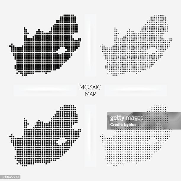 south africa maps - mosaic squarred and dotted - cape town stock illustrations