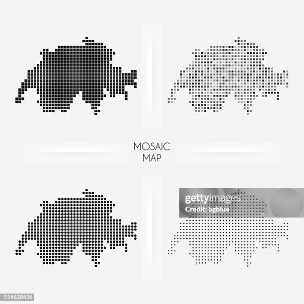 stockillustraties, clipart, cartoons en iconen met switzerland maps - mosaic squarred and dotted - zwitserland kaart