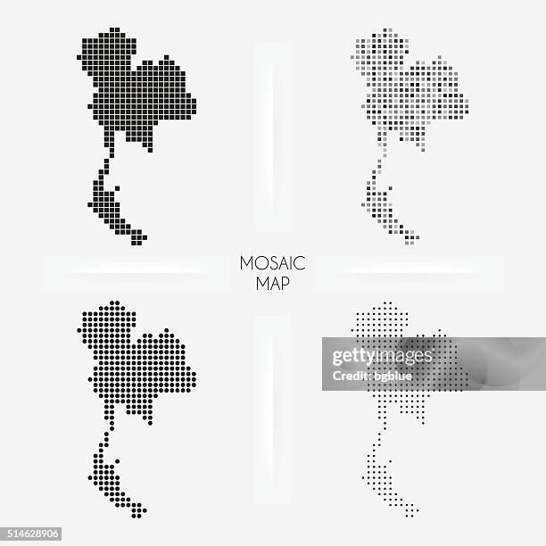 thailand maps - mosaic squarred and dotted - thailand stock illustrations