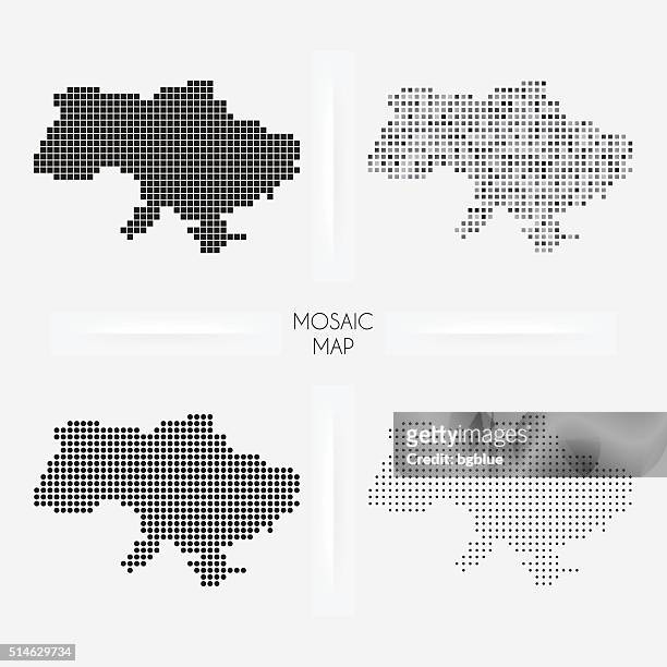 ukraine maps - mosaic squarred and dotted - kyiv map stock illustrations