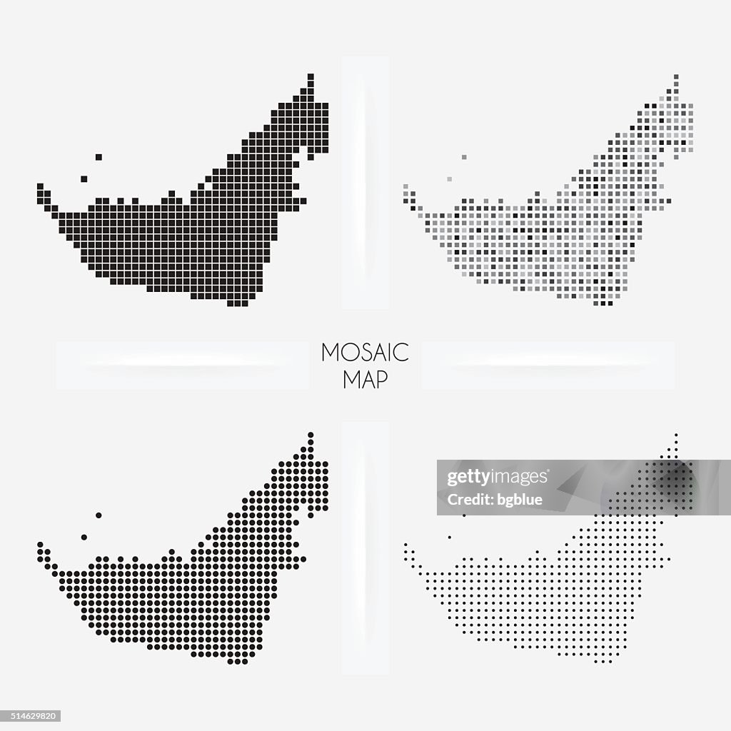 United Arab Emirates maps - Mosaic squarred and dotted