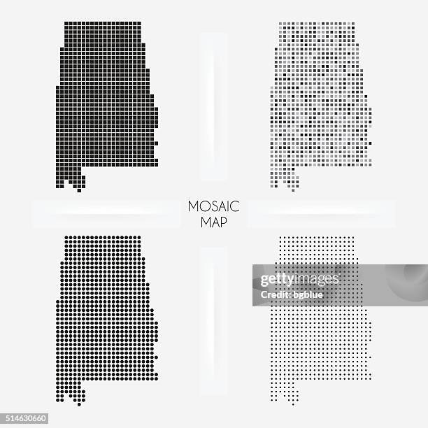 ilustrações, clipart, desenhos animados e ícones de alabama mapas-mosaic squarred e pontilhado - alabama