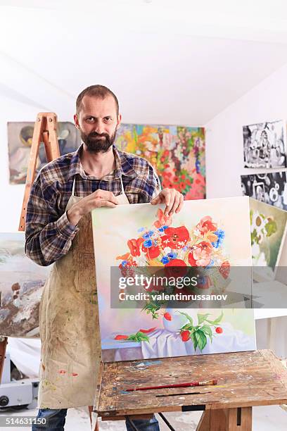 fine art painer showing his artefact - expressionism stock pictures, royalty-free photos & images