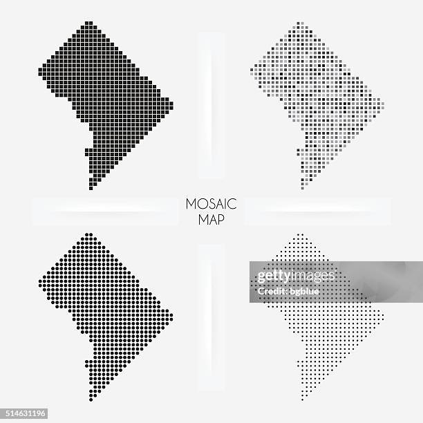district of columbia maps - mosaic squarred and dotted - washington map counties stock illustrations