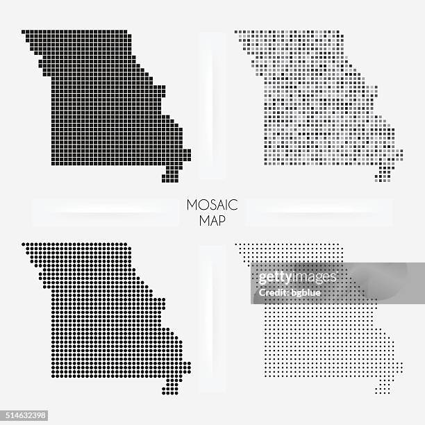 missouri maps - mosaic squarred and dotted - missouri state stock illustrations