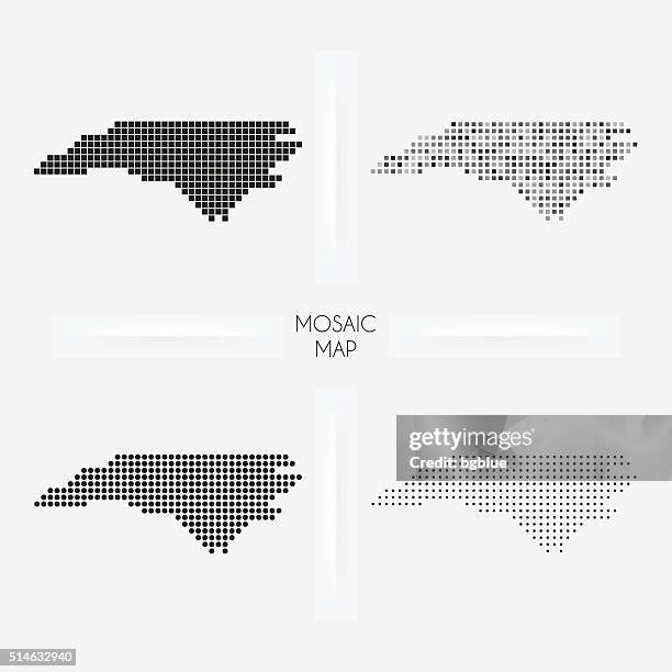 north carolina maps - mosaic squarred and dotted - north carolina stock illustrations