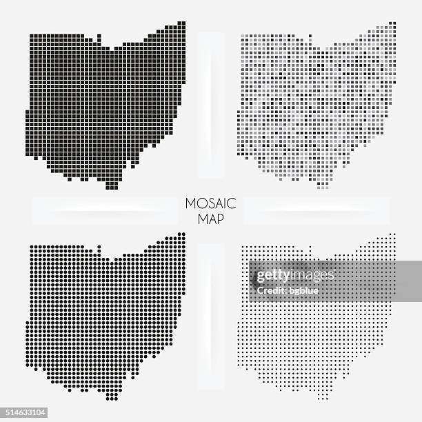 ohio karten-mosaik squarred und pünktchen - ohio stock-grafiken, -clipart, -cartoons und -symbole