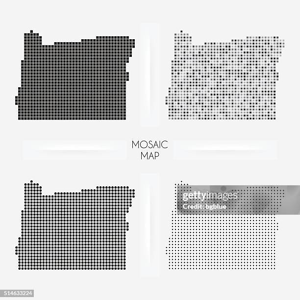 oregon maps - mosaic squarred and dotted - oregon us state stock illustrations