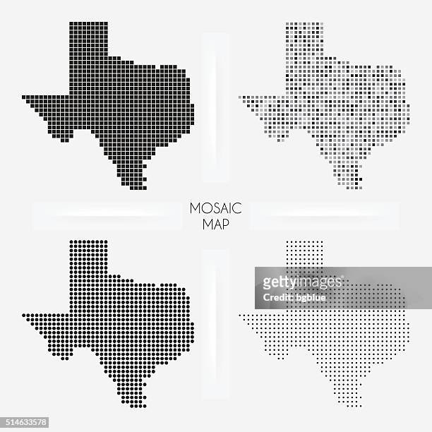 texas maps - mosaic squarred and dotted - texas stock illustrations