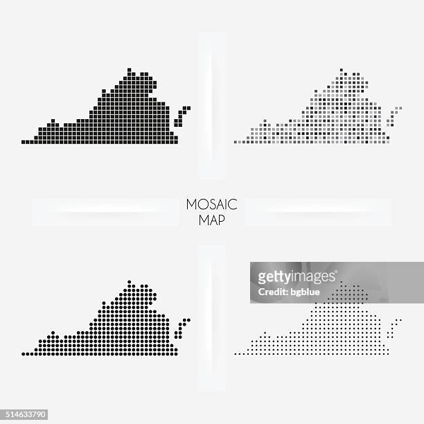virginia maps - mosaic squarred and dotted - richmond virginia map stock illustrations