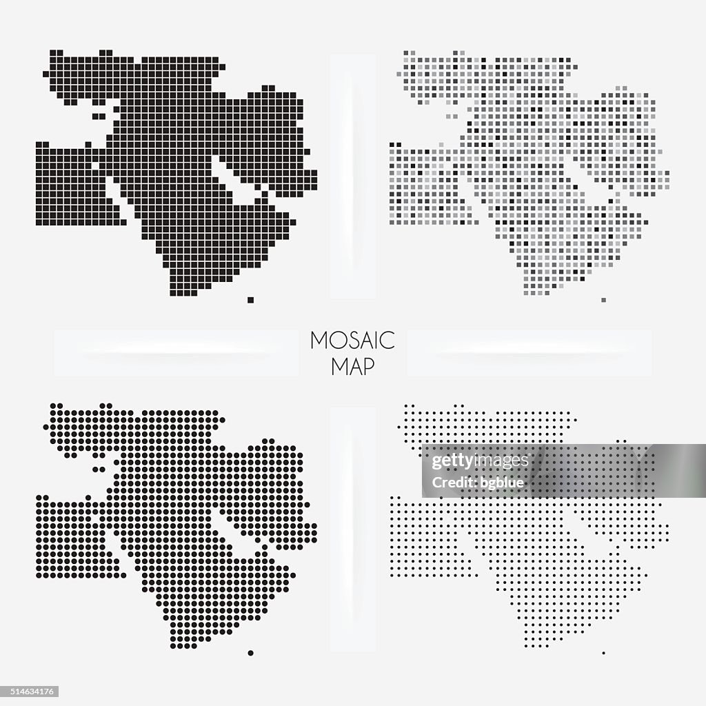 Middle East maps - Mosaic squarred and dotted