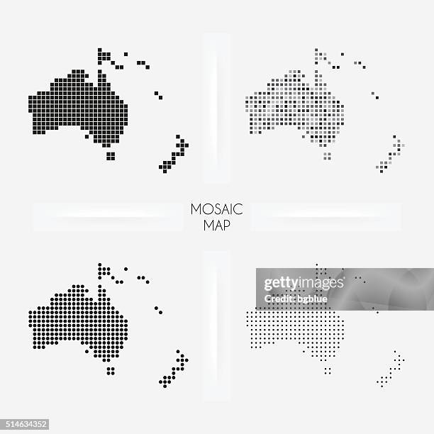 stockillustraties, clipart, cartoons en iconen met oceania maps - mosaic squarred and dotted - american samoa