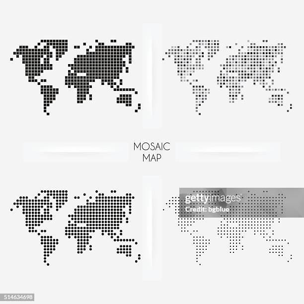 welt karten-mosaik squarred und pünktchen - mosaik stock-grafiken, -clipart, -cartoons und -symbole