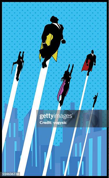 white-collar workers superheroes - businessman high angle stock illustrations