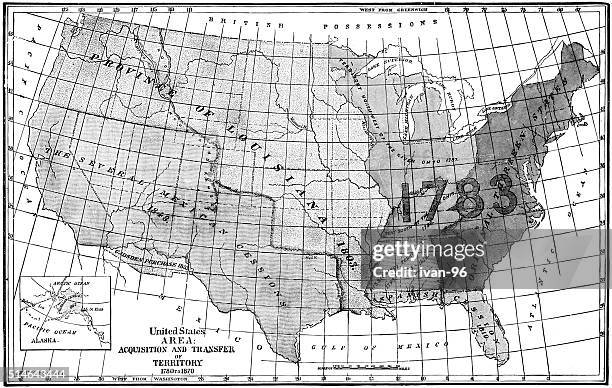 vereinigte staaten : übernahme und transfer von gebiet 1780 – 1870 - territory stock-grafiken, -clipart, -cartoons und -symbole