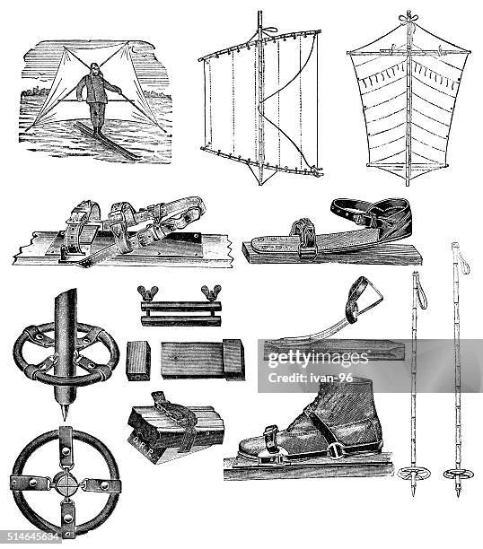 wind skiing - ski goggles stock illustrations