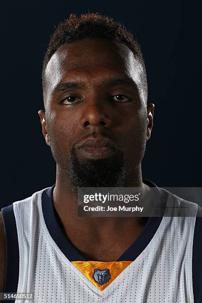 Hairston of the Memphis Grizzlies poses for a portrait on March 3, 2016 at FedExForum in Memphis, Tennessee. NOTE TO USER: User expressly...