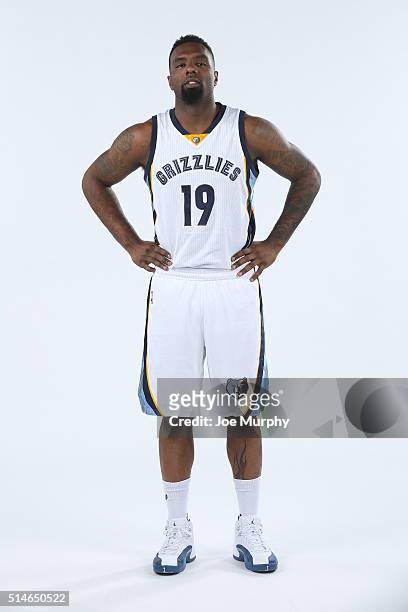 Hairston of the Memphis Grizzlies poses for a portrait on March 3, 2016 at FedExForum in Memphis, Tennessee. NOTE TO USER: User expressly...
