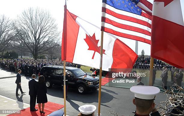 President Barack Obama and First Lady Michelle Obama welcome Canadian Prime Minister Justin Trudeau, and Sophie Grégoire-Trudeau to the White House...