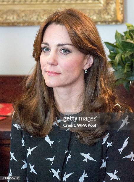 Catherine, Duchess of Cambridge along with Prince William, Duke of Cambridge met with Jonny Benjamin and Neil Laybourn at Kensington Palace when they...