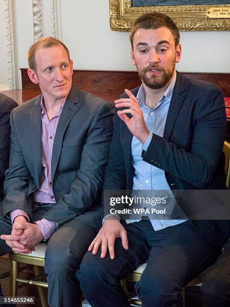 Neil Laybourn and Jonny Benjamin met with Catherine, Duchess of Cambridge and Prince William, Duke of Cambridge at Kensington Palace during a...