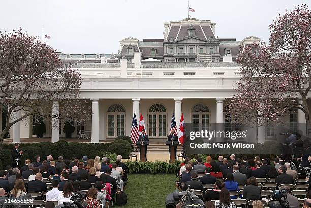 President Barack Obama and Canadian Prime Minister Justin Trudeau hold a joint press conference in the Rose Garden at the White House, March 10, 2016...