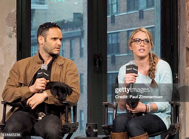 Dustin Feldman and Karissa Hadden attend the AOL Build Speakers Series - Karissa Hadden and Dustin Feldman, "Animal Storm Squad" at AOL Studios In...