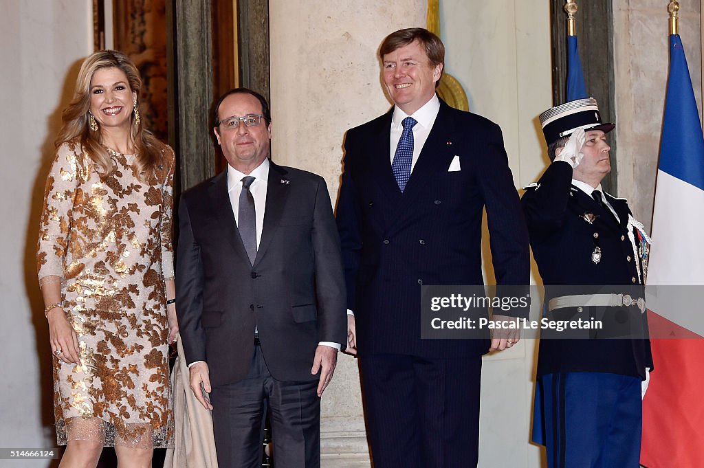 State Dinner in Honor Of King Willem-Alexander of the Netherlands and Queen Maxima At Elysee Palace