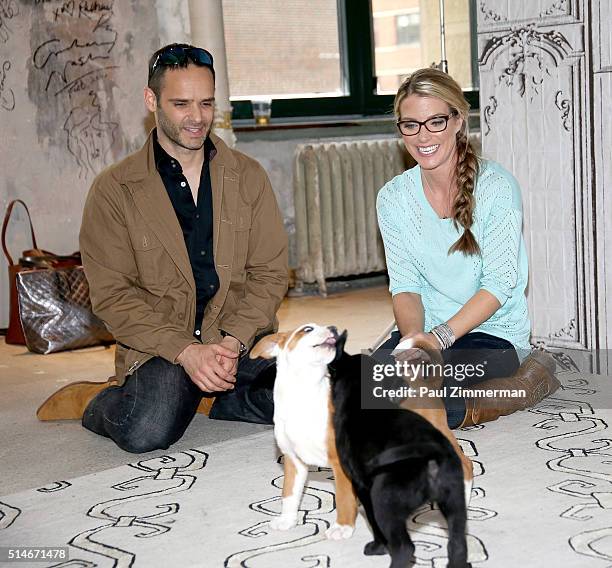 Dustin Feldman and Karissa Hadden attend the AOL Build Speakers Series - Karissa Hadden and Dustin Feldman, "Animal Storm Squad" at AOL Studios In...