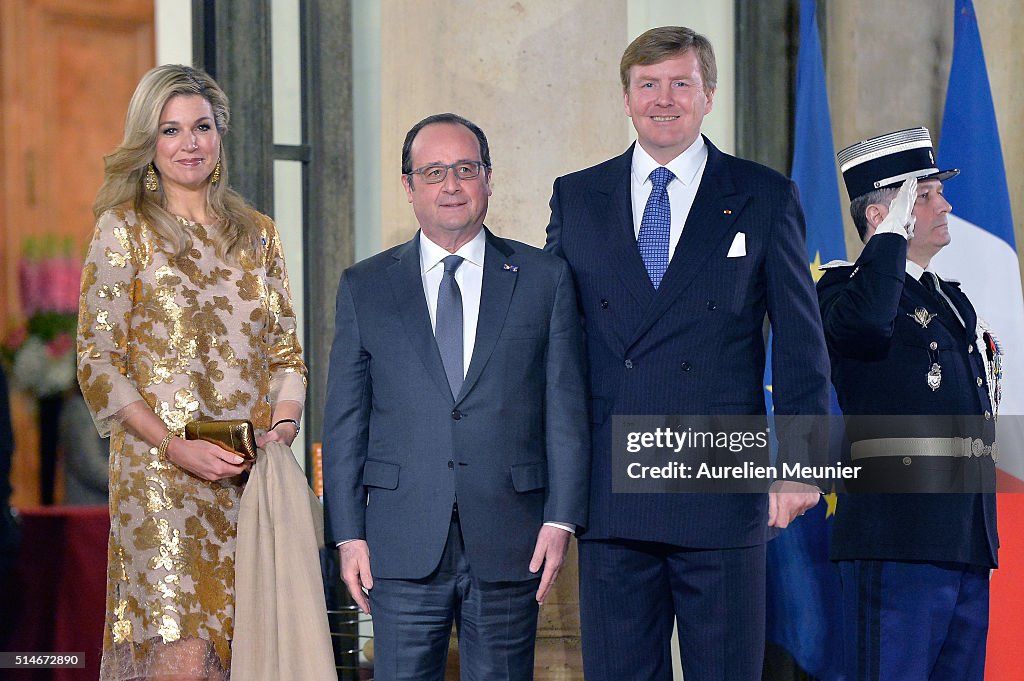 State Dinner in Honor Of King Willem-Alexander of the Netherlands and Queen Maxima At Elysee Palace