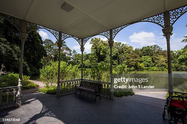 Gazebo at Swan Lake, Singapore Botanic Garden - Made of cast iron with detailed etchings on her beams, stands proudly at the edge of the lake. This...