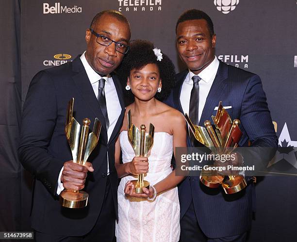 Filmmaker Clement Virgo, actress Shailyn Pierre-Dixon and actor Lyriq Bent attend the Canadian Screen Awards at Westin Harbour Castle Hotel on March...