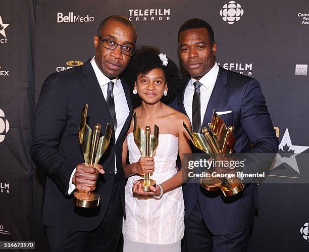 Filmmaker Clement Virgo, actress Shailyn Pierre-Dixon and actor Lyriq Bent attend the Canadian Screen Awards at Westin Harbour Castle Hotel on March...