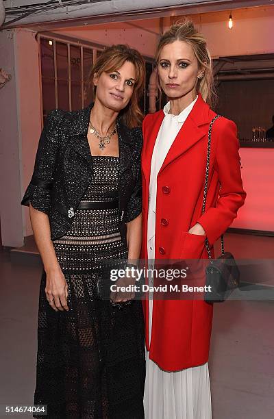 Jemima Khan and Laura Bailey attend the Soho Theatre Gala 2016 at The Vinyl Factory on March 10, 2016 in London, England.