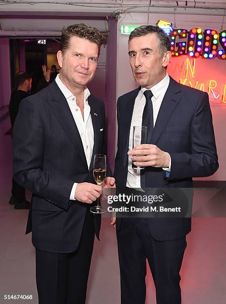 Matthew Barzun and Steve Coogan attend the Soho Theatre Gala 2016 at The Vinyl Factory on March 10, 2016 in London, England.