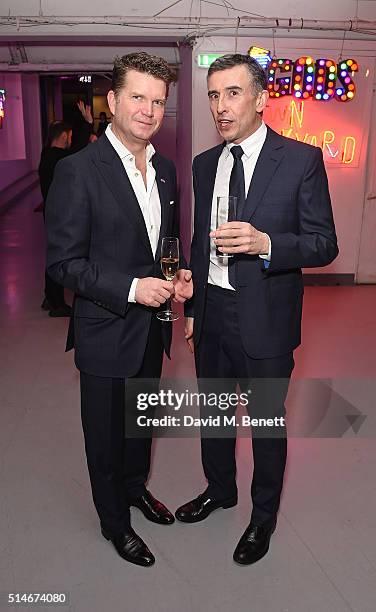 Matthew Barzun and Steve Coogan attend the Soho Theatre Gala 2016 at The Vinyl Factory on March 10, 2016 in London, England.