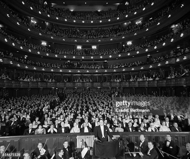 New York, NY: Met season opens. Socialites fill the famous Diamond Horsshoe in New York's Metropolitan Opera House for the Met's 70th Anniversary...