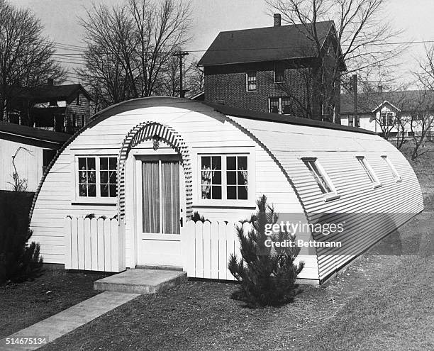 Quonset hut designed for residential use. The hut is 40 feet long and 20 feet wide.