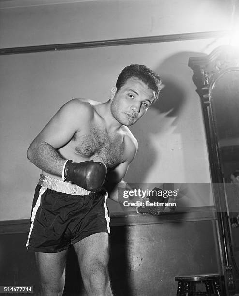 New York: The Bull Jake La Motta seems pretty confident about his defense of the World Middle weight title against Marcel Cerdan's challenge when...